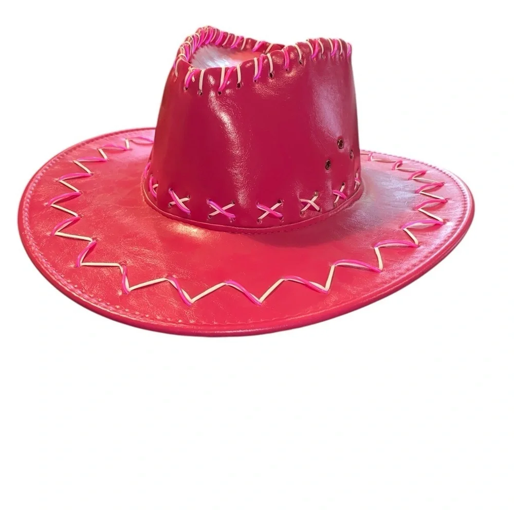 Pink Cowgirl Hat Western Party Neon Led Light barbie core bachelorette Festival